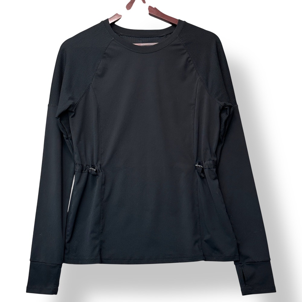 Footjoy Womens Black Athletic Top Drawstring Waist Mesh Panel M Golf Gorpcore - Picture 2 of 7